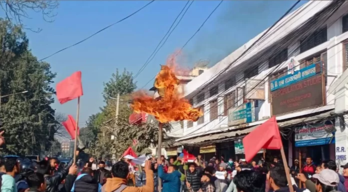 अनेरास्ववियूले जलायो शिक्षामन्त्रीको पुत्ला